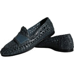 Dolce & Gabbana Blue Woven Leather Slip On Loafers Men Shoes MV5857-40