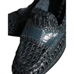 Dolce & Gabbana Blue Woven Leather Slip On Loafers Men Shoes MV5857-40