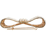 Dolce & Gabbana Gold Tone Brass Bow Crystal FauxPearl Embellished Brooch Brooch Dolce & Gabbana Rosy Brown