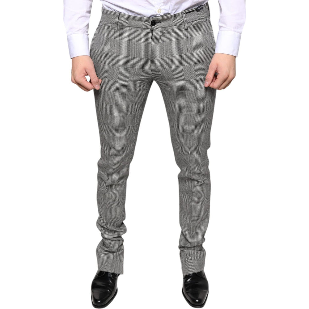 Dolce & Gabbana Gray Check Tartan Wool Skinny Pants PAN75345-48