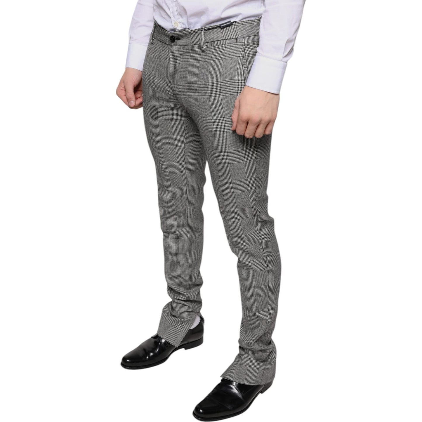 Dolce & Gabbana Gray Check Tartan Wool Skinny Pants PAN75345-48