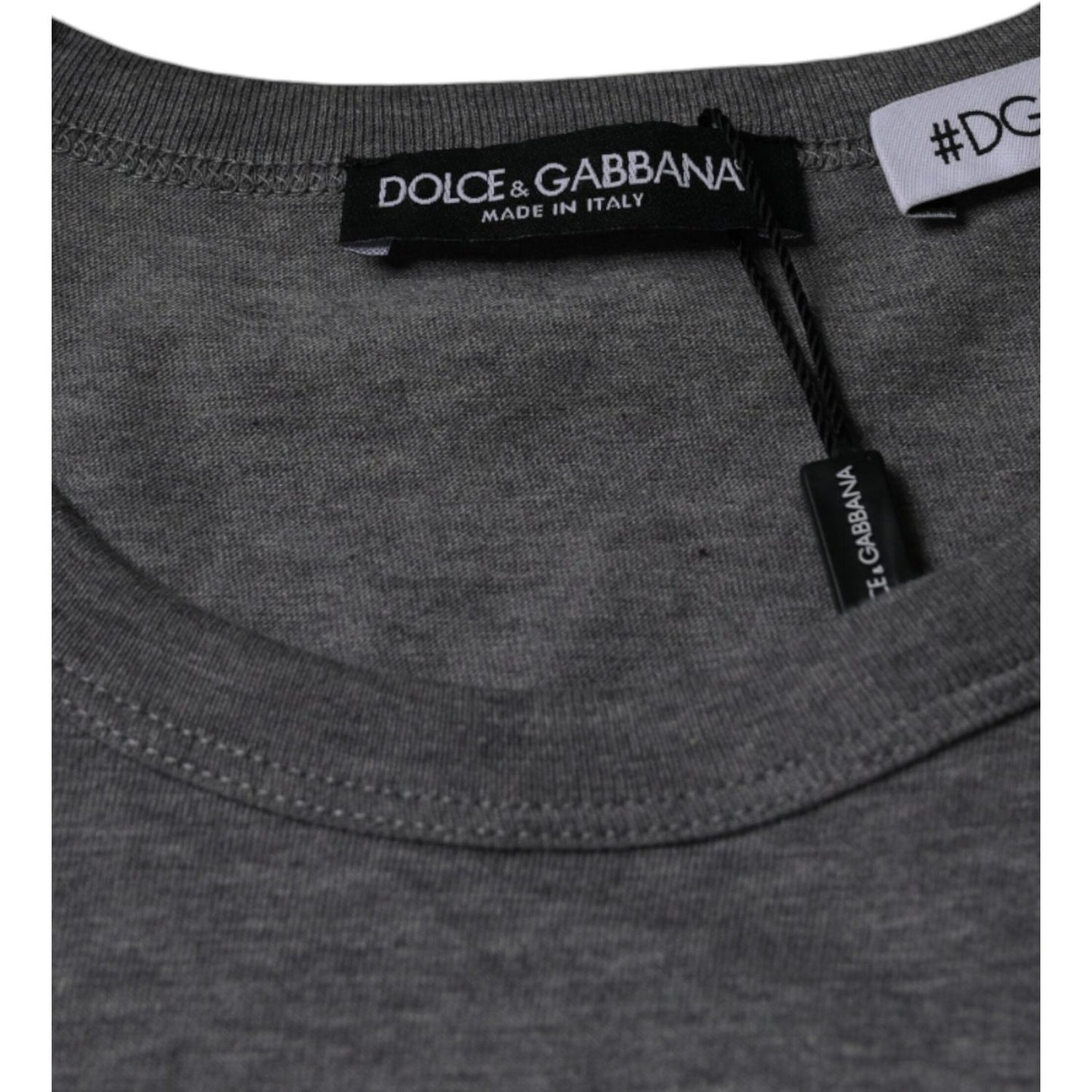 Dolce & Gabbana Gray Cotton #DGFamily Short Sleeves T-shirt TSH86670-52