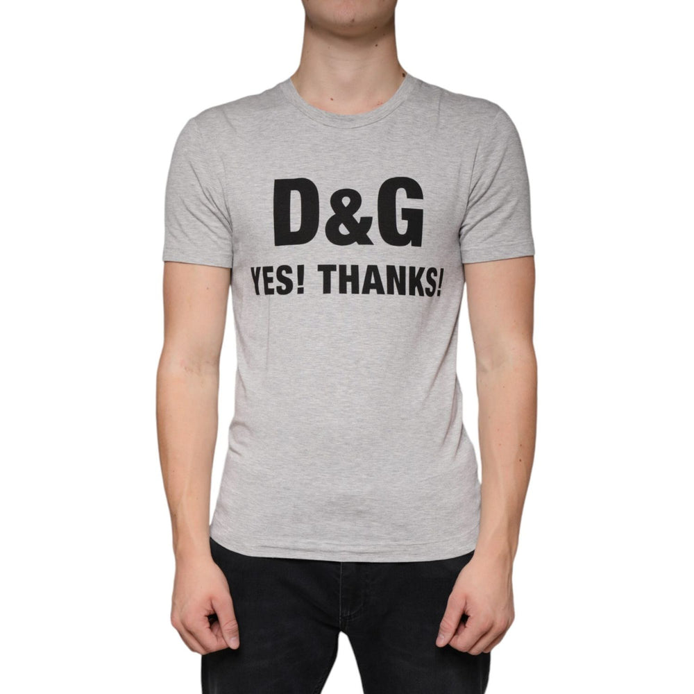 Dolce & Gabbana Gray Logo Print Crewneck Short Sleeve T-shirt TSH6097-44