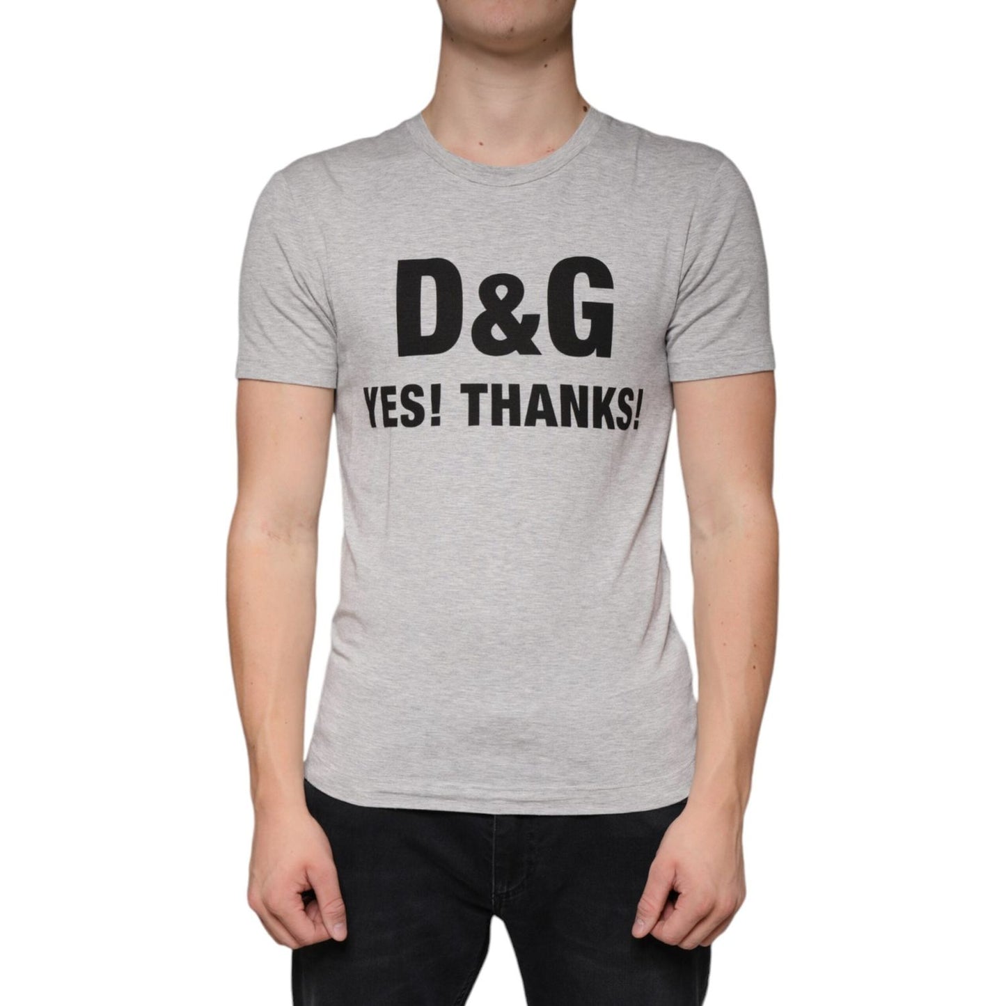 Dolce & Gabbana Gray Logo Print Crewneck Short Sleeve T-shirt TSH6097-44