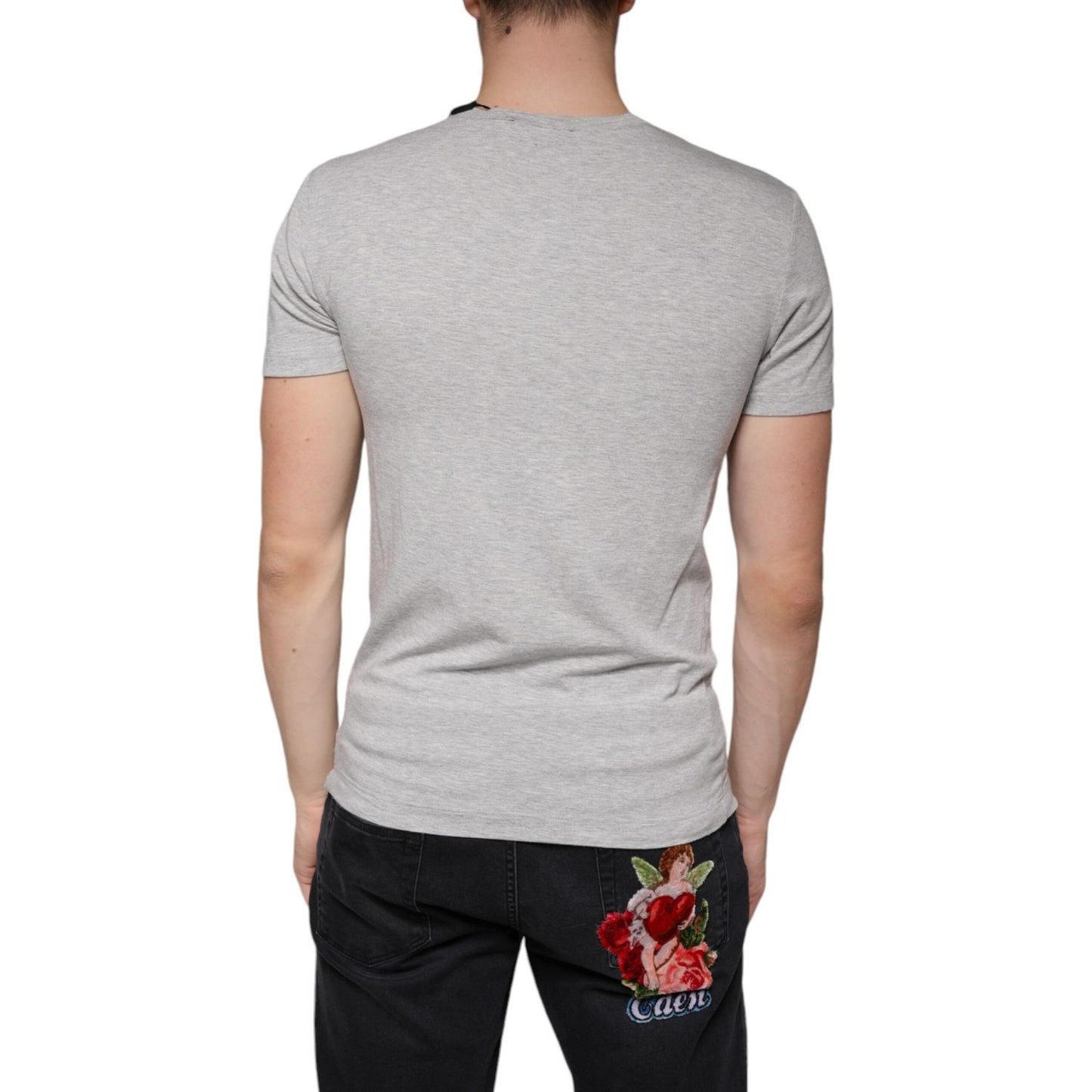 Dolce & Gabbana Gray Logo Print Crewneck Short Sleeve T-shirt TSH6097-44