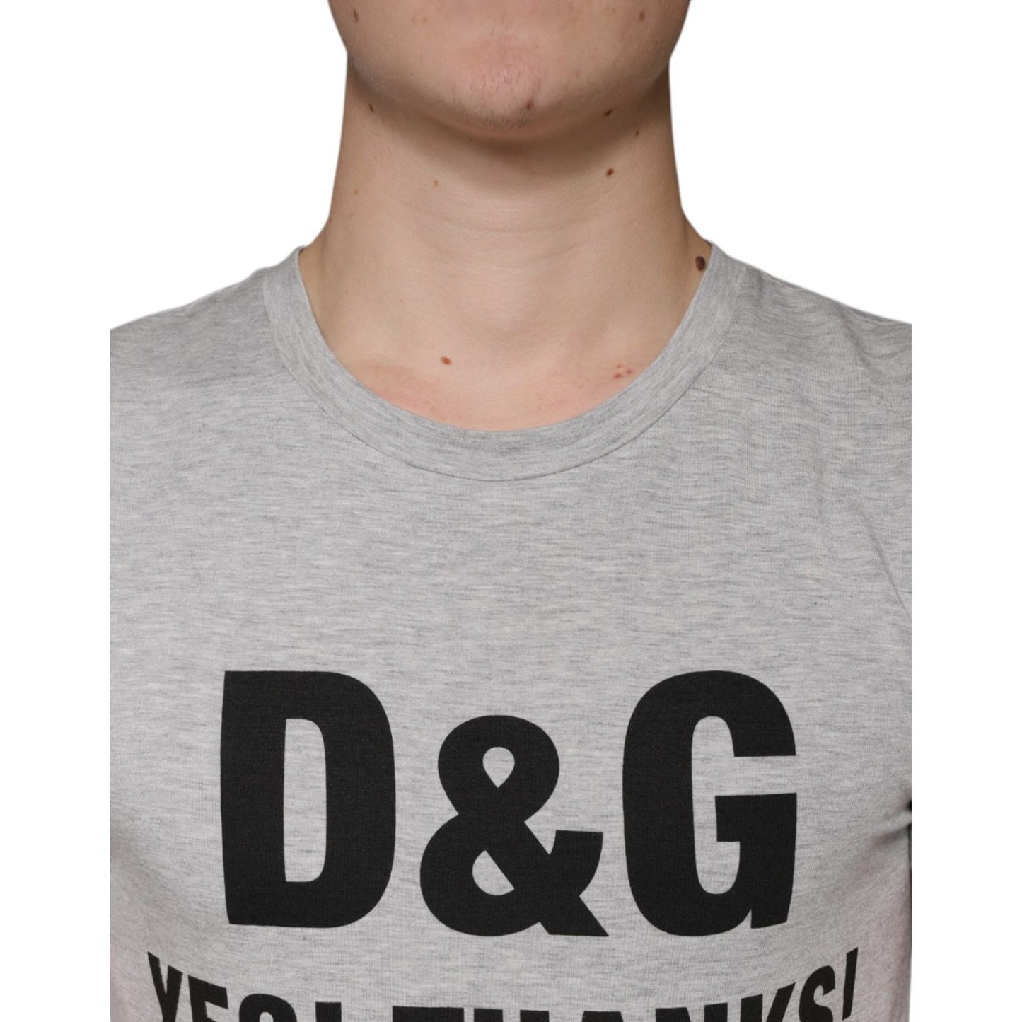Dolce & Gabbana Gray Logo Print Crewneck Short Sleeve T-shirt TSH6097-44