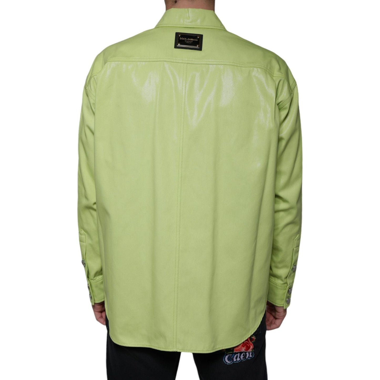 Dolce & Gabbana Green Cotton Collared Men Button Down Shirt TSH86582-39