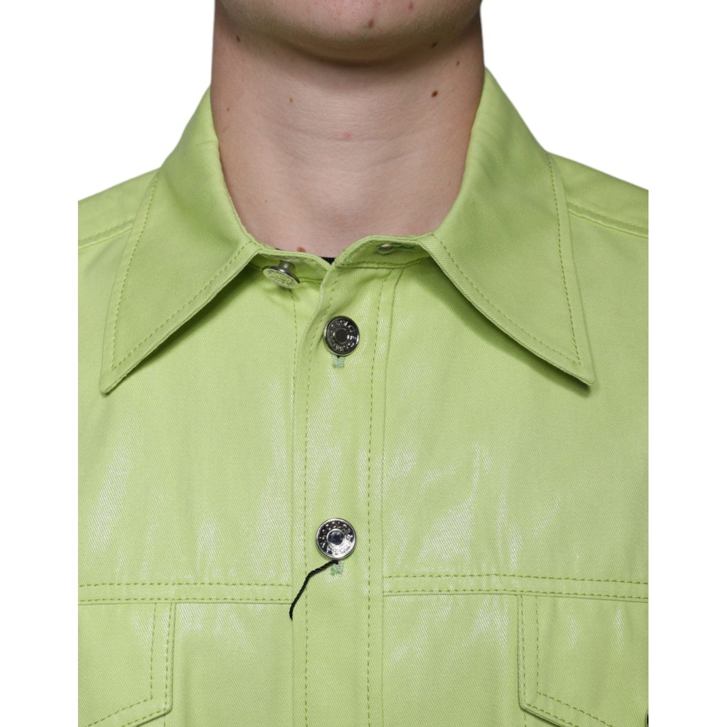 Dolce & Gabbana Green Cotton Collared Men Button Down Shirt TSH86582-39