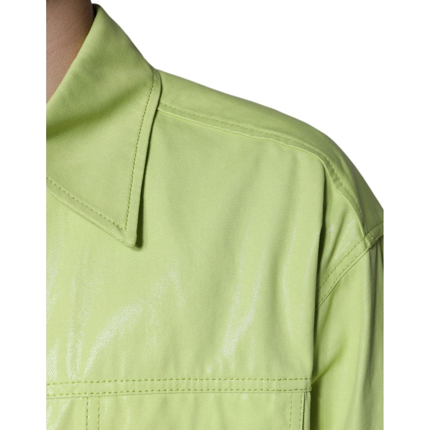 Dolce & Gabbana Green Cotton Collared Men Button Down Shirt TSH86583-40