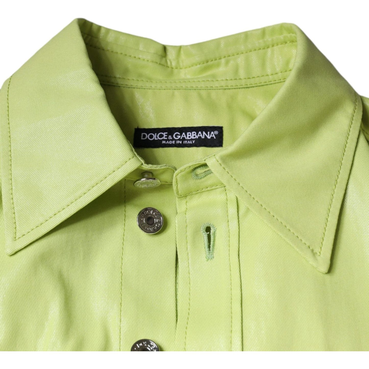 Dolce & Gabbana Green Cotton Collared Men Button Down Shirt TSH86583-40