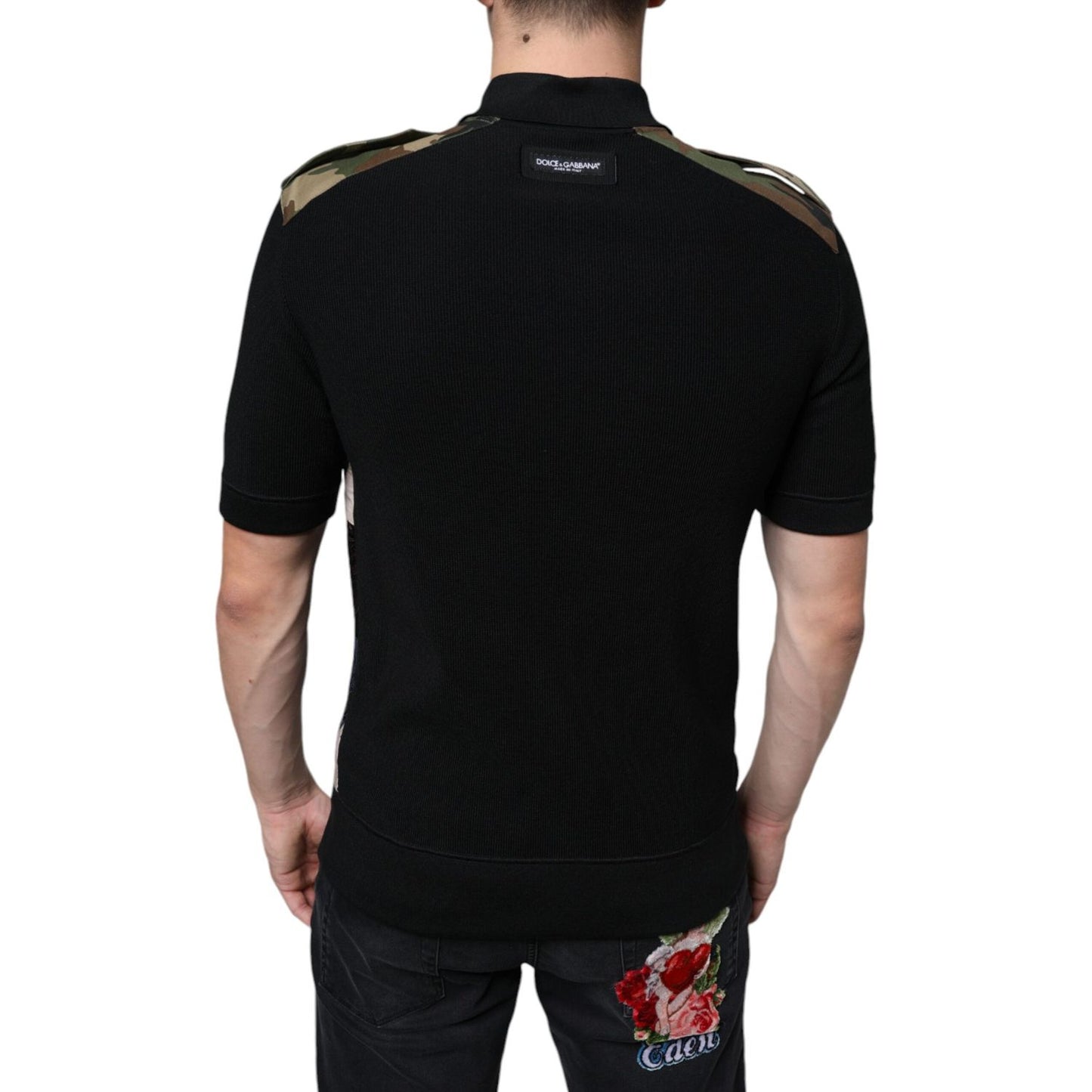 Dolce & Gabbana Multicolor Camouflage Patchwork Silk Polo T-shirt TSH87089-48