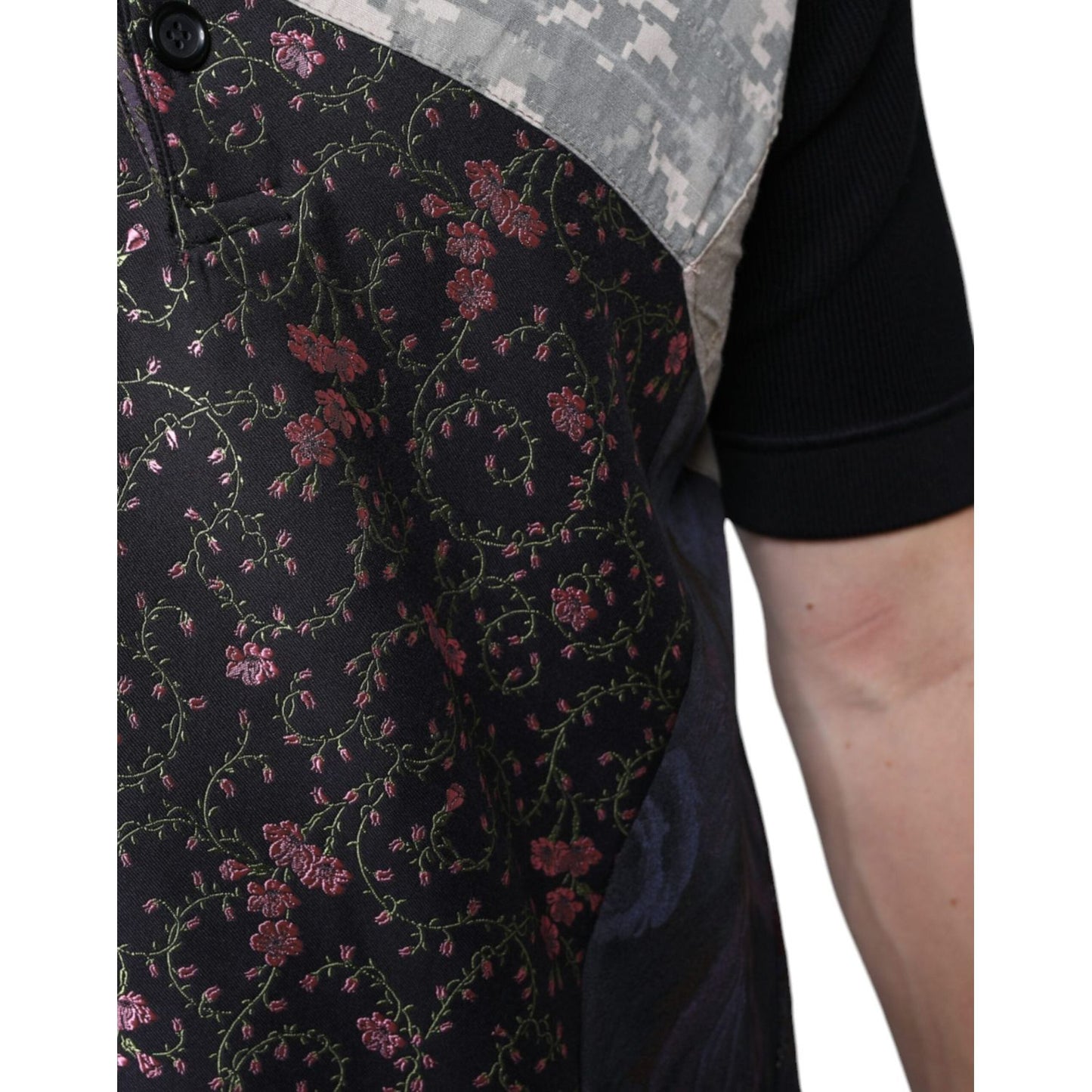 Dolce & Gabbana Multicolor Camouflage Patchwork Silk Polo T-shirt TSH87089-48
