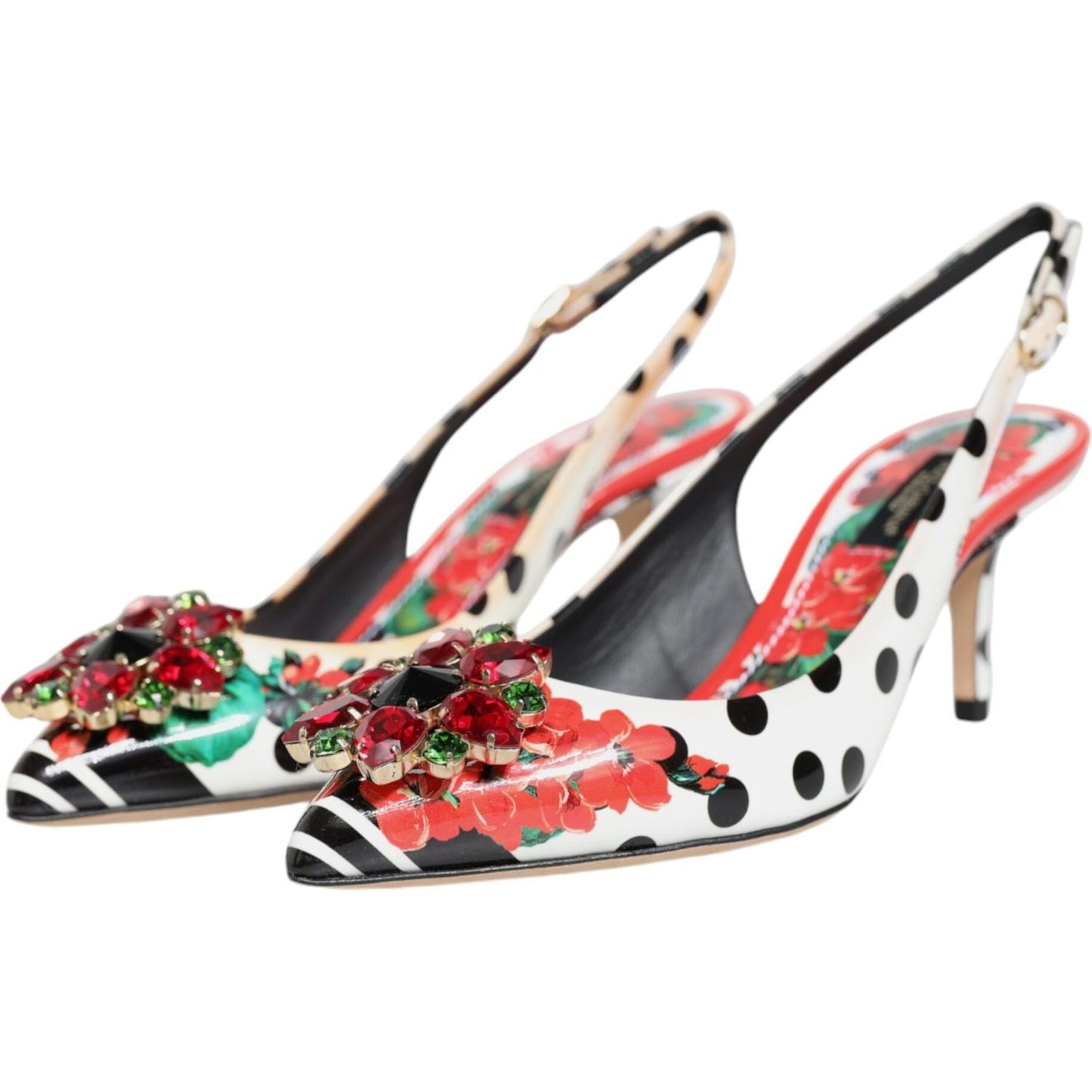 Dolce & Gabbana Multicolor Crystal Heels Slingback Shoes LA11752-36.5