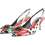 Dolce & Gabbana Multicolor Crystal Heels Slingback Shoes LA11752-36.5