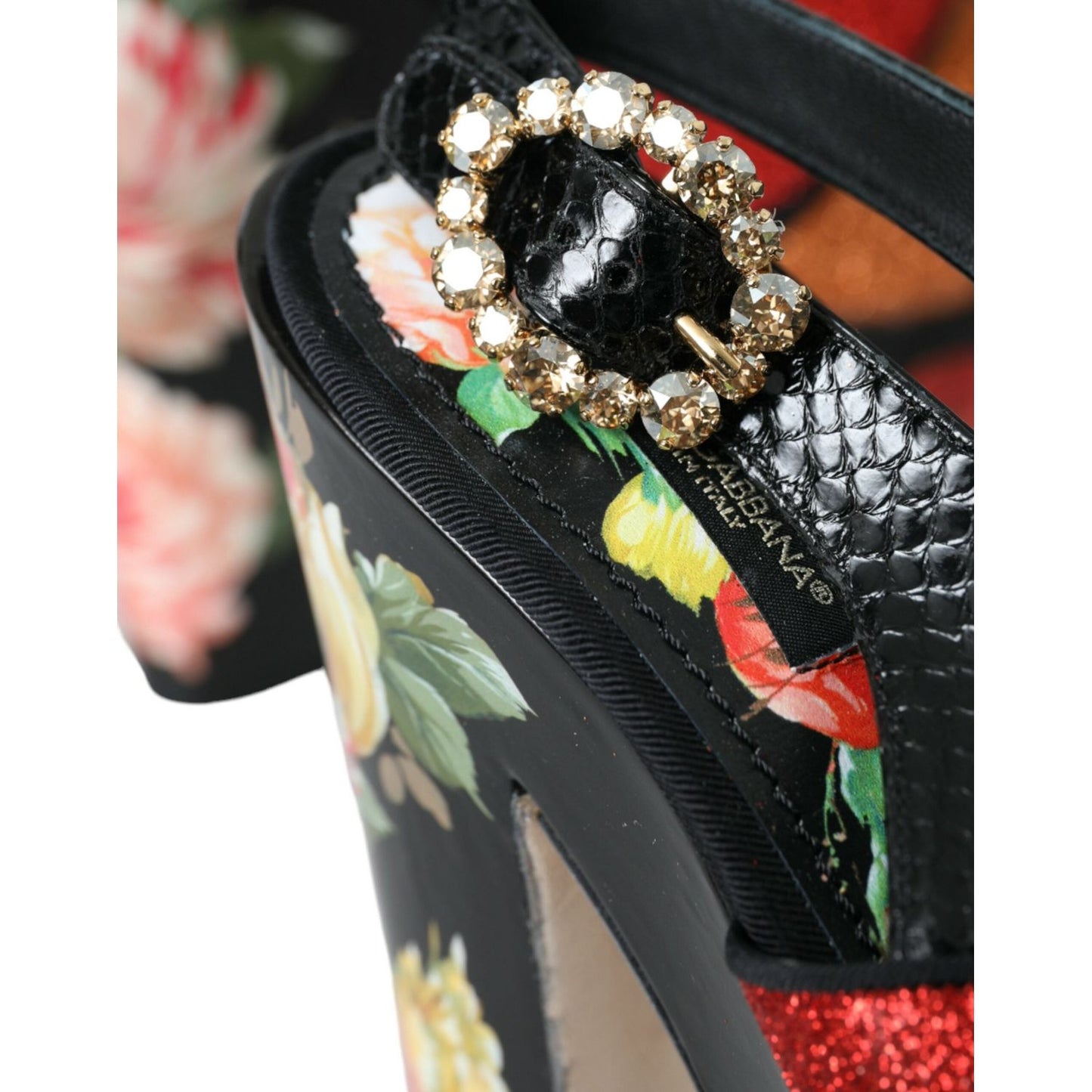Dolce & Gabbana Multicolor Floral Crystal Platform Sandals Shoes LA10807-39