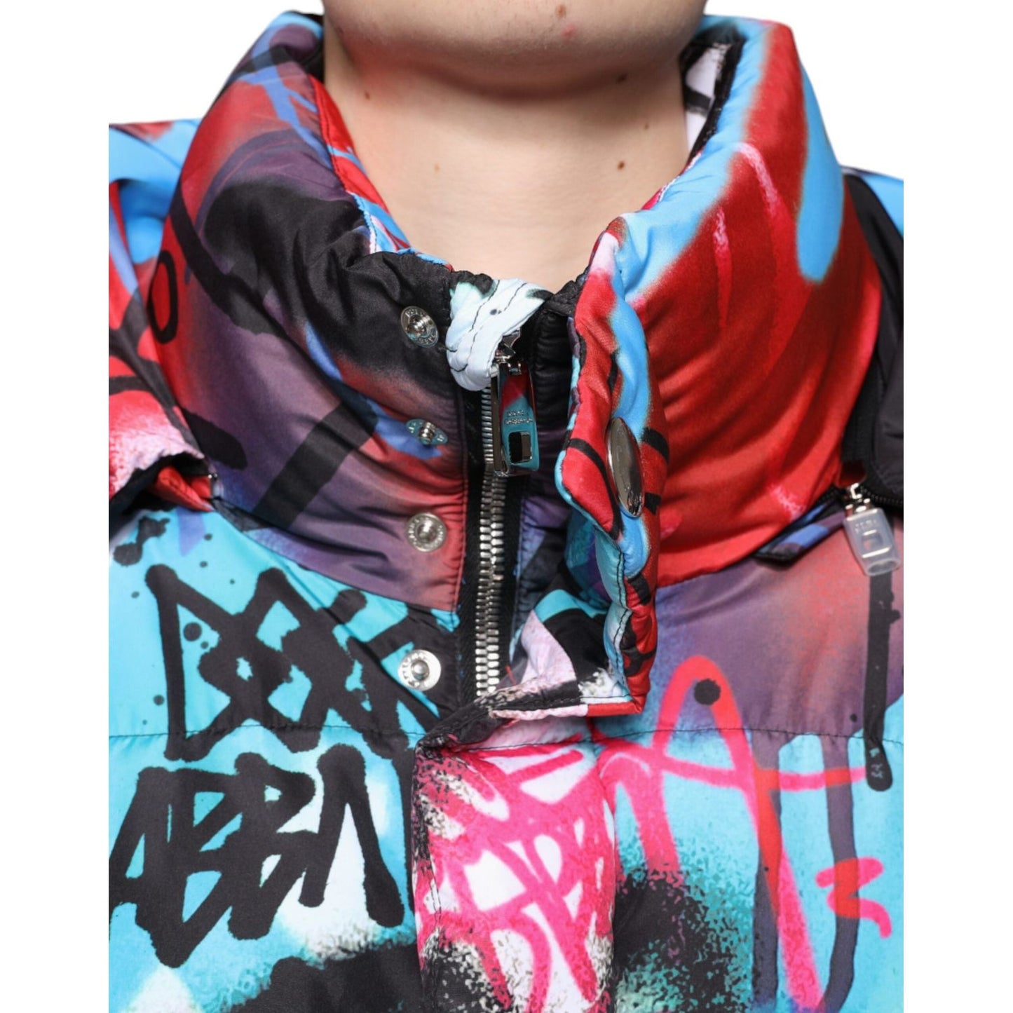 Dolce & Gabbana Multicolor Graffiti Hooded Windbreaker Jacket JKT4173-48