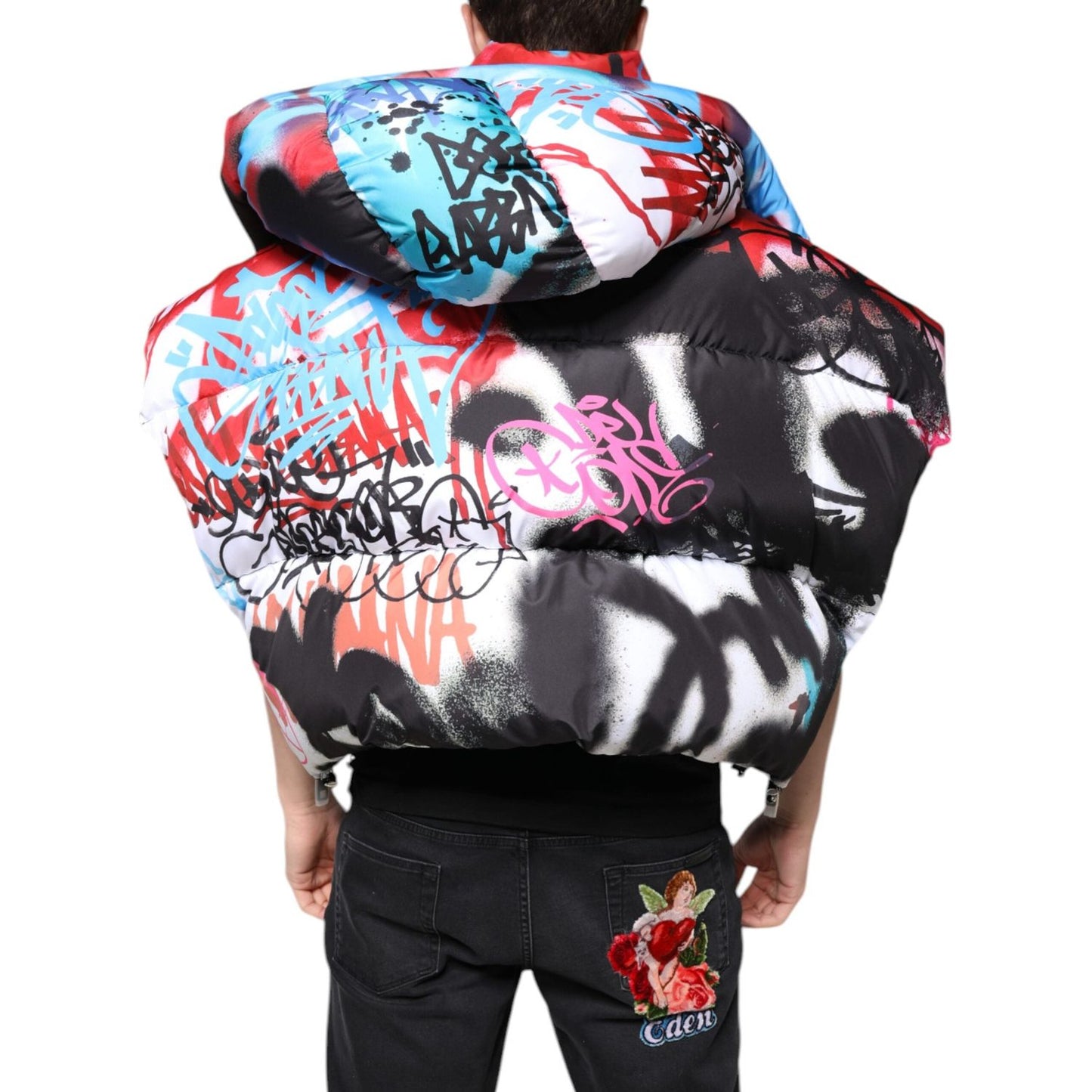 Dolce & Gabbana Multicolor Graffiti Hooded Windbreaker Jacket JKT4173-48
