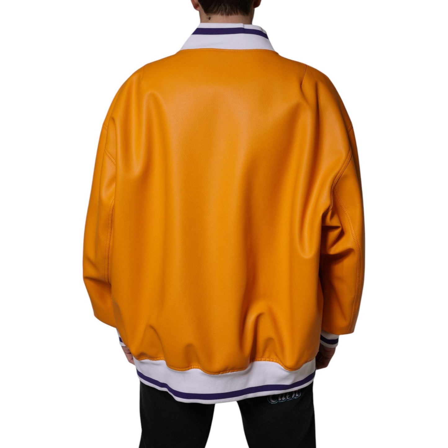 Dolce & Gabbana Orange White Full Zip Jersey Bomber Jacket JKT41305-52
