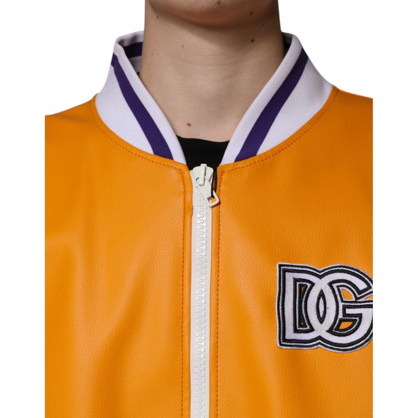 Dolce & Gabbana Orange White Full Zip Jersey Bomber Jacket JKT41305-52