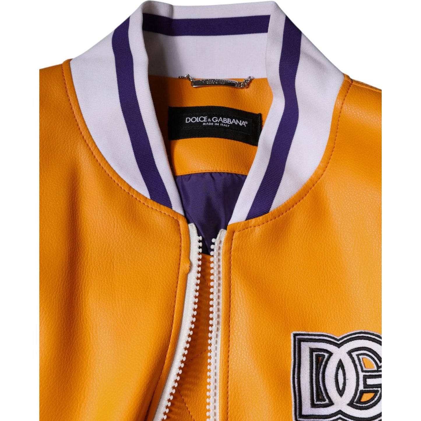 Dolce & Gabbana Orange White Full Zip Jersey Bomber Jacket JKT41305-52