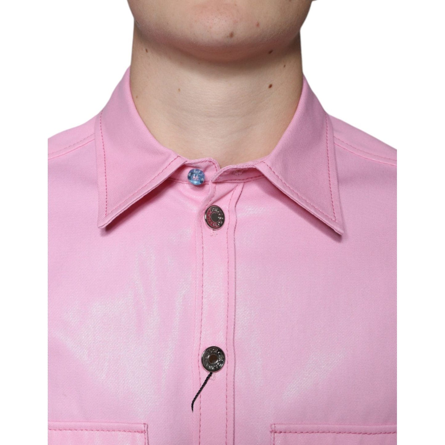 Dolce & Gabbana Pink Cotton Collared Button Down Shirt TSH86585-40
