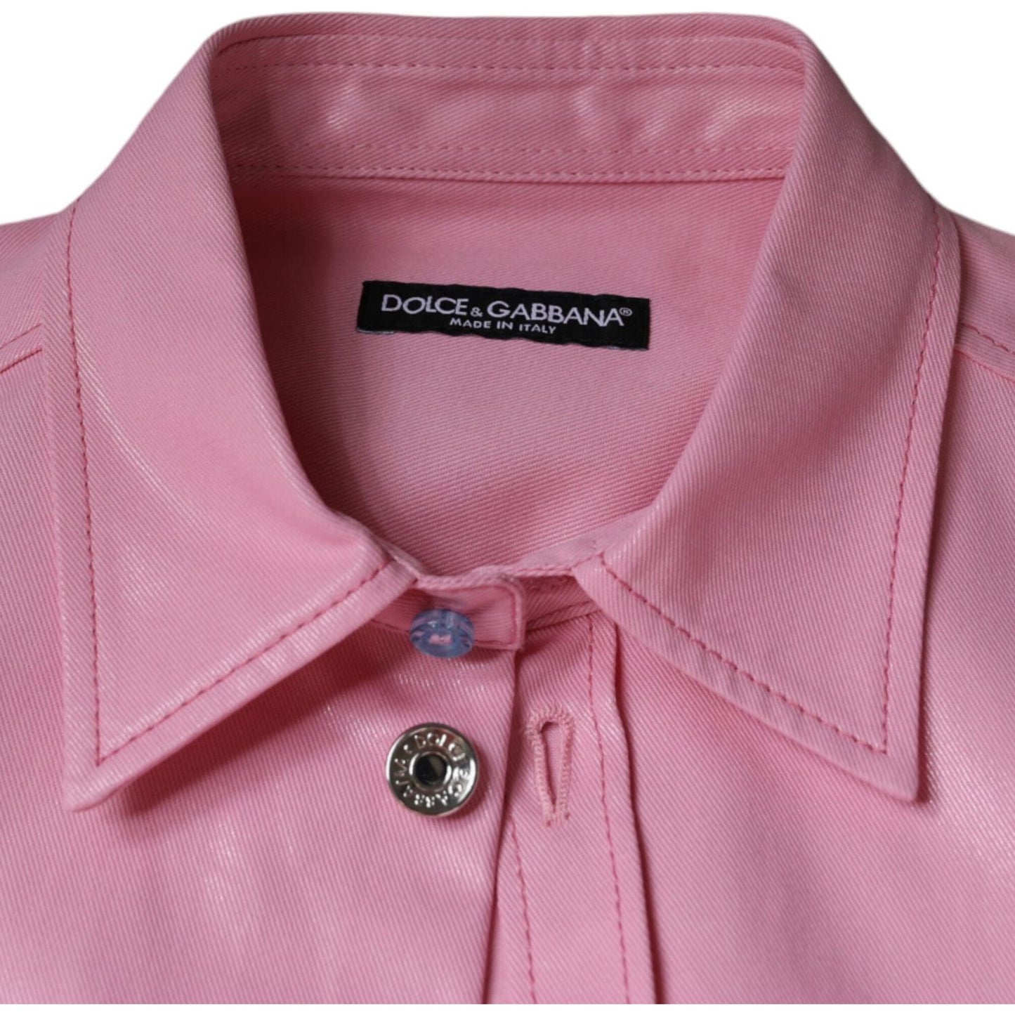 Dolce & Gabbana Pink Cotton Collared Button Down Shirt TSH86585-40