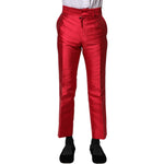 Dolce & Gabbana Red Polyester Cropped Dress Pants