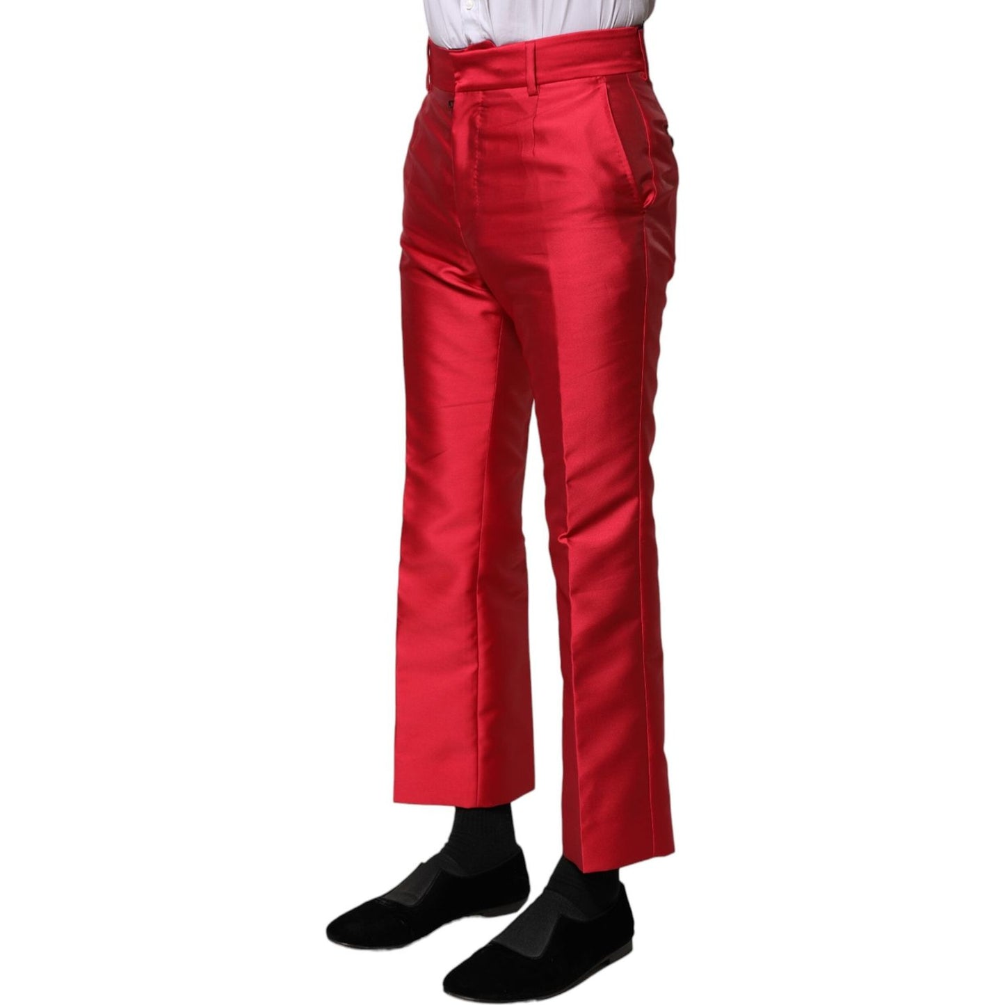 Dolce & Gabbana Red Polyester Cropped Dress Pants