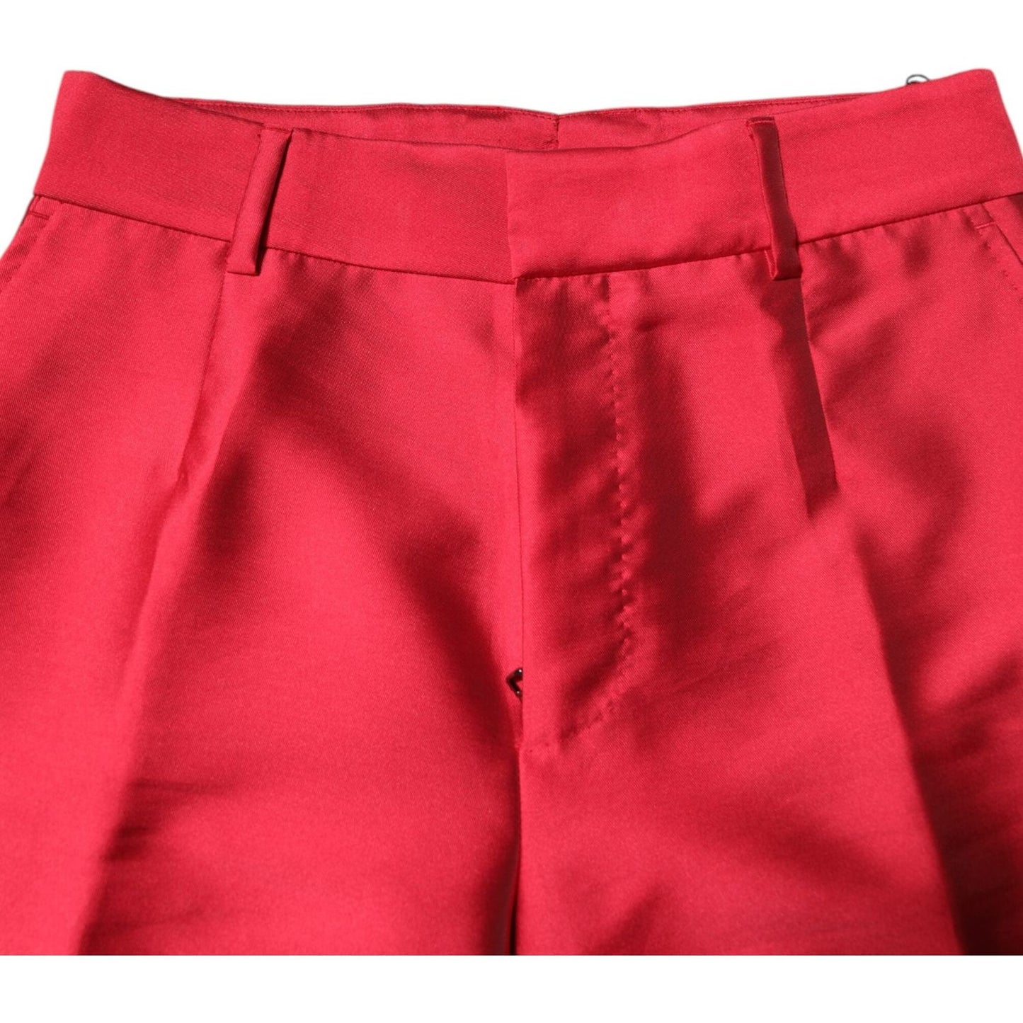 Dolce & Gabbana Red Polyester Cropped Dress Pants