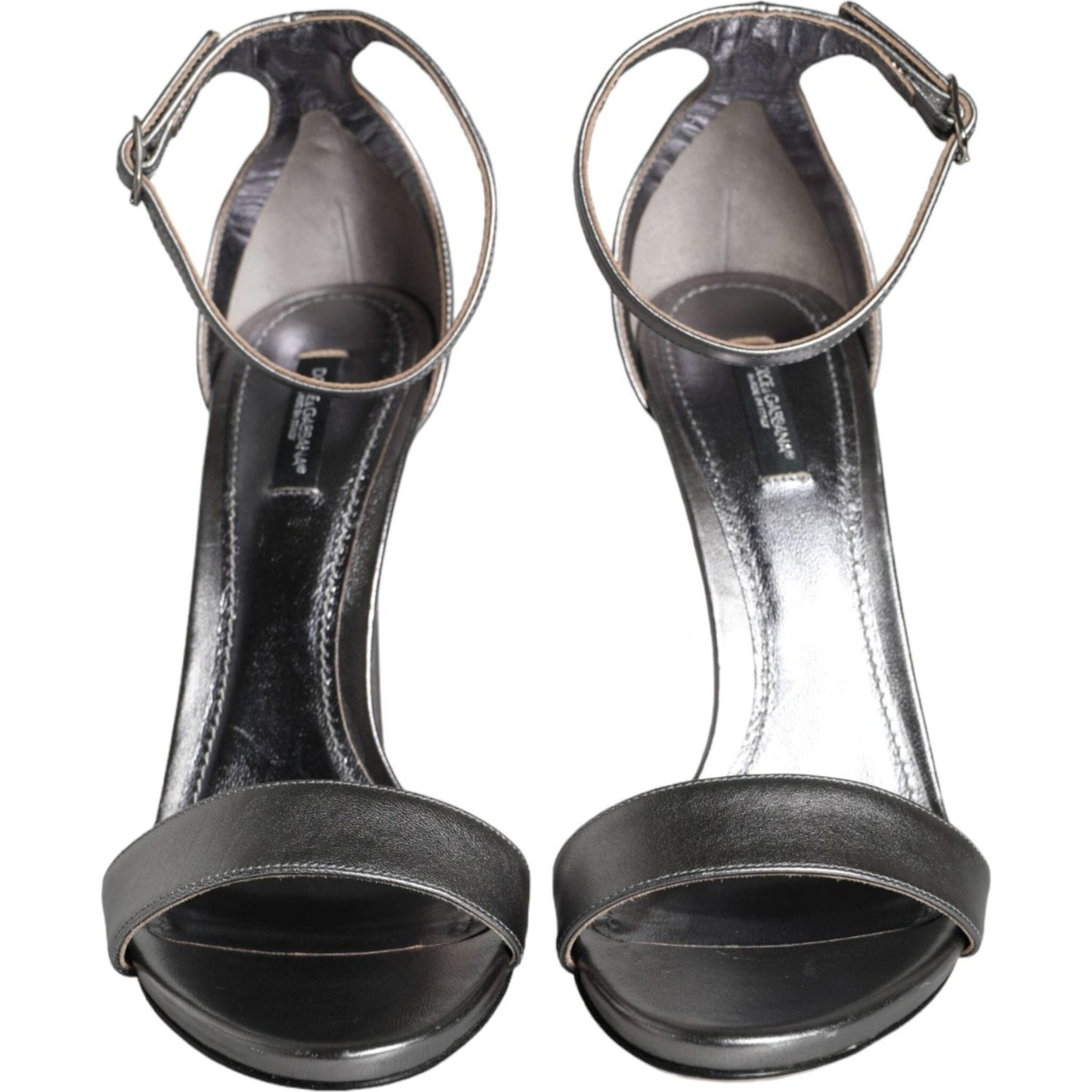 Dolce & GabbanaDolce & Gabbana Silver KEIRA Heels Ankle Strap Sandals Shoes1728,67345645728,Dolce & Gabbana,EU40/US9.5,Material: 100% Lamb Leather,Preowned / Defect,Sandals - Women - Shoes,Silver,Women