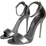 Dolce & GabbanaDolce & Gabbana Silver KEIRA Heels Ankle Strap Sandals Shoes1728,67345645728,Dolce & Gabbana,EU40/US9.5,Material: 100% Lamb Leather,Preowned / Defect,Sandals - Women - Shoes,Silver,Women