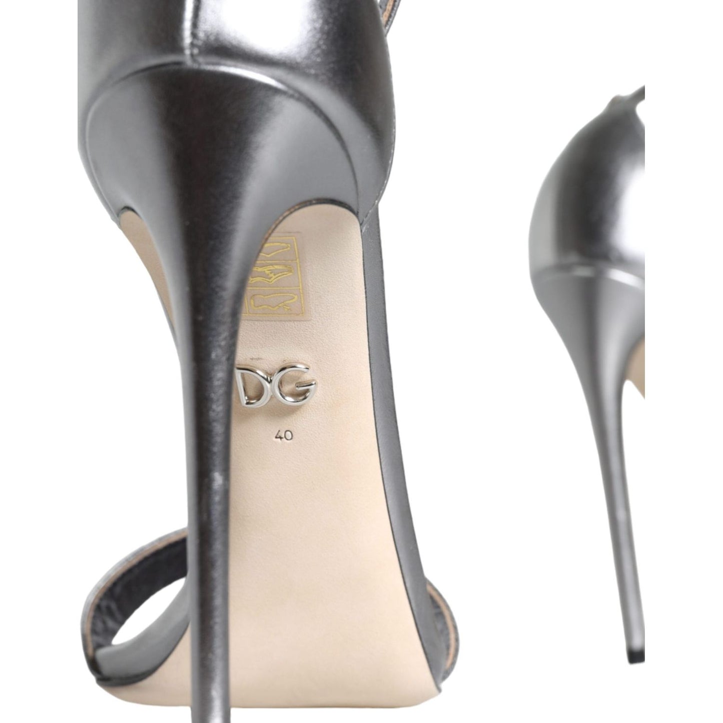 Dolce & GabbanaDolce & Gabbana Silver KEIRA Heels Ankle Strap Sandals Shoes1728,67345645728,Dolce & Gabbana,EU40/US9.5,Material: 100% Lamb Leather,Preowned / Defect,Sandals - Women - Shoes,Silver,Women