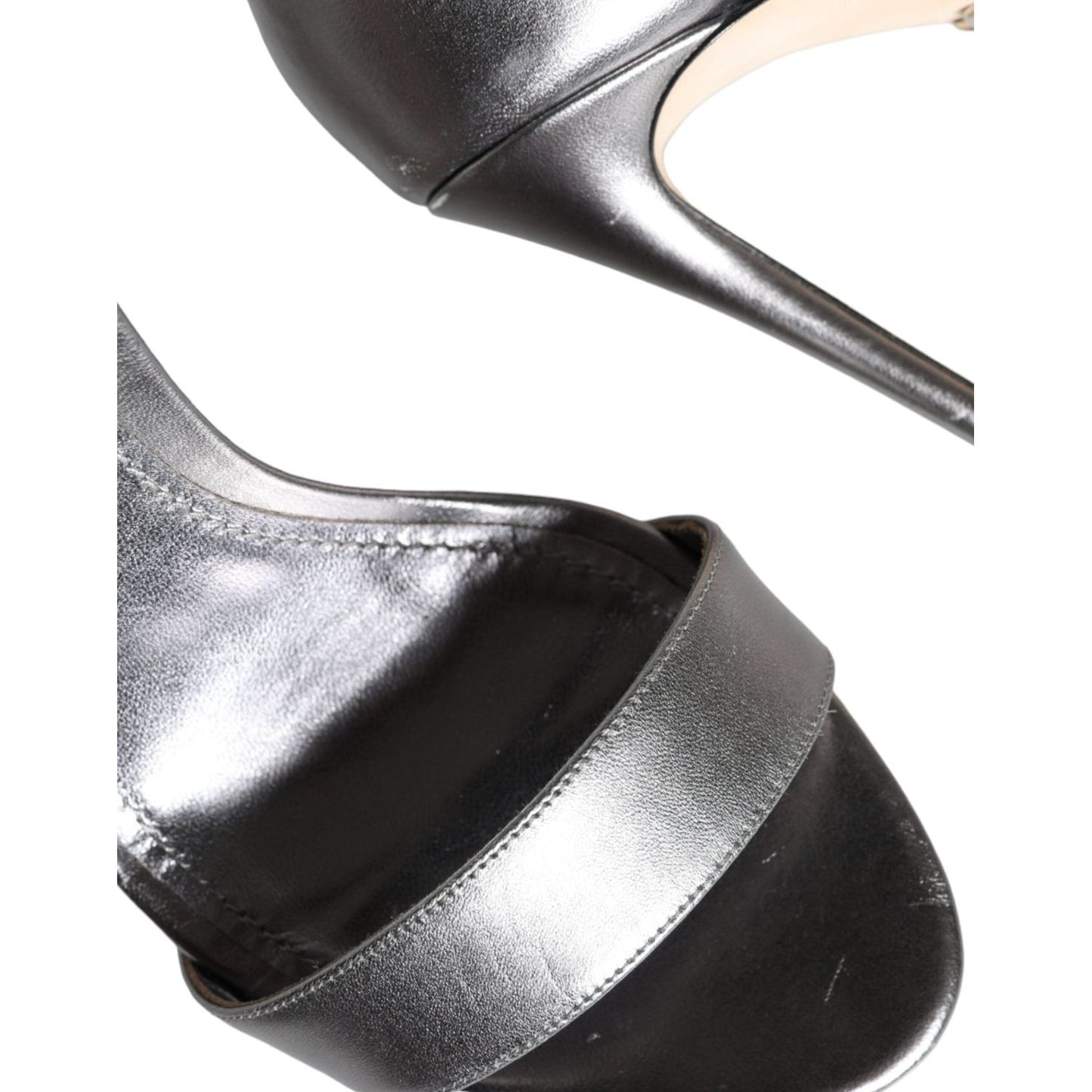 Dolce & GabbanaDolce & Gabbana Silver KEIRA Heels Ankle Strap Sandals Shoes1728,67345645728,Dolce & Gabbana,EU40/US9.5,Material: 100% Lamb Leather,Preowned / Defect,Sandals - Women - Shoes,Silver,Women