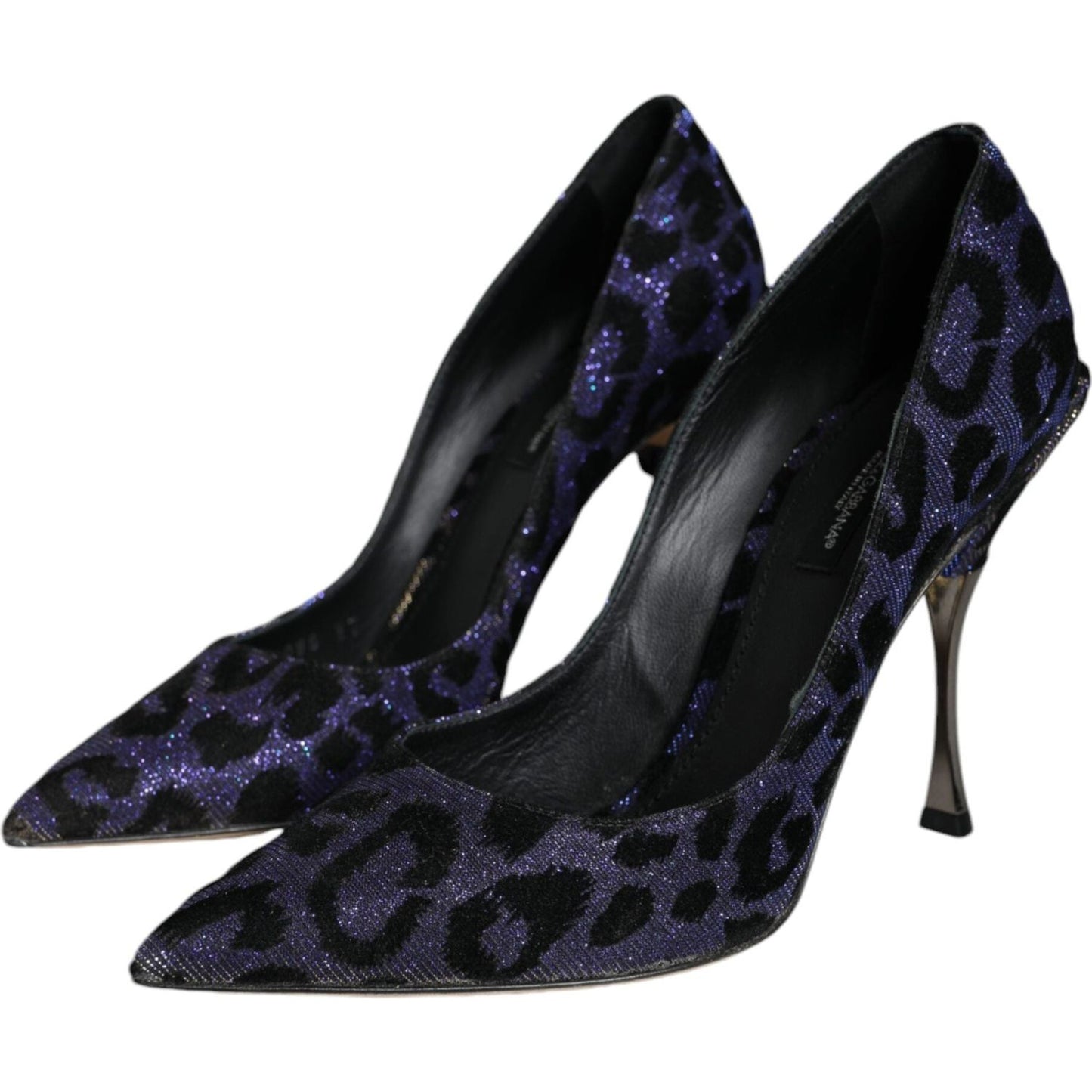 Dolce & Gabbana Violet Leopard Lurex High Heels Pumps Shoes LA11543-37