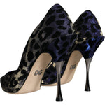 Dolce & Gabbana Violet Leopard Lurex High Heels Pumps Shoes LA11543-37