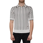 Dolce & Gabbana White Black Stripe Polo Short Sleeve T-shirt TSH86277-44