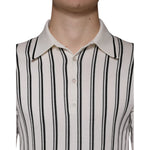 Dolce & Gabbana White Black Stripe Polo Short Sleeve T-shirt TSH86277-44