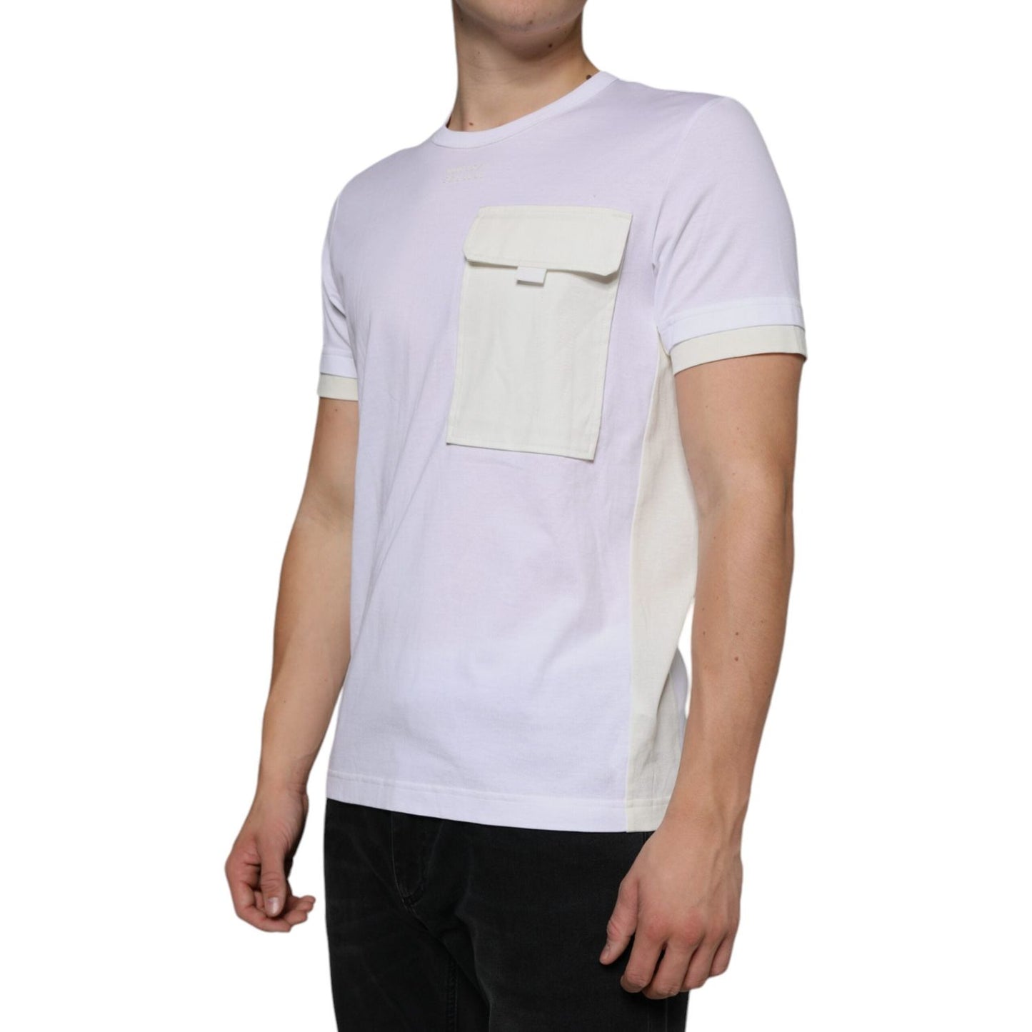 Dolce & Gabbana White Cotton Pocket Short Sleeves T-shirt TSH86668-48