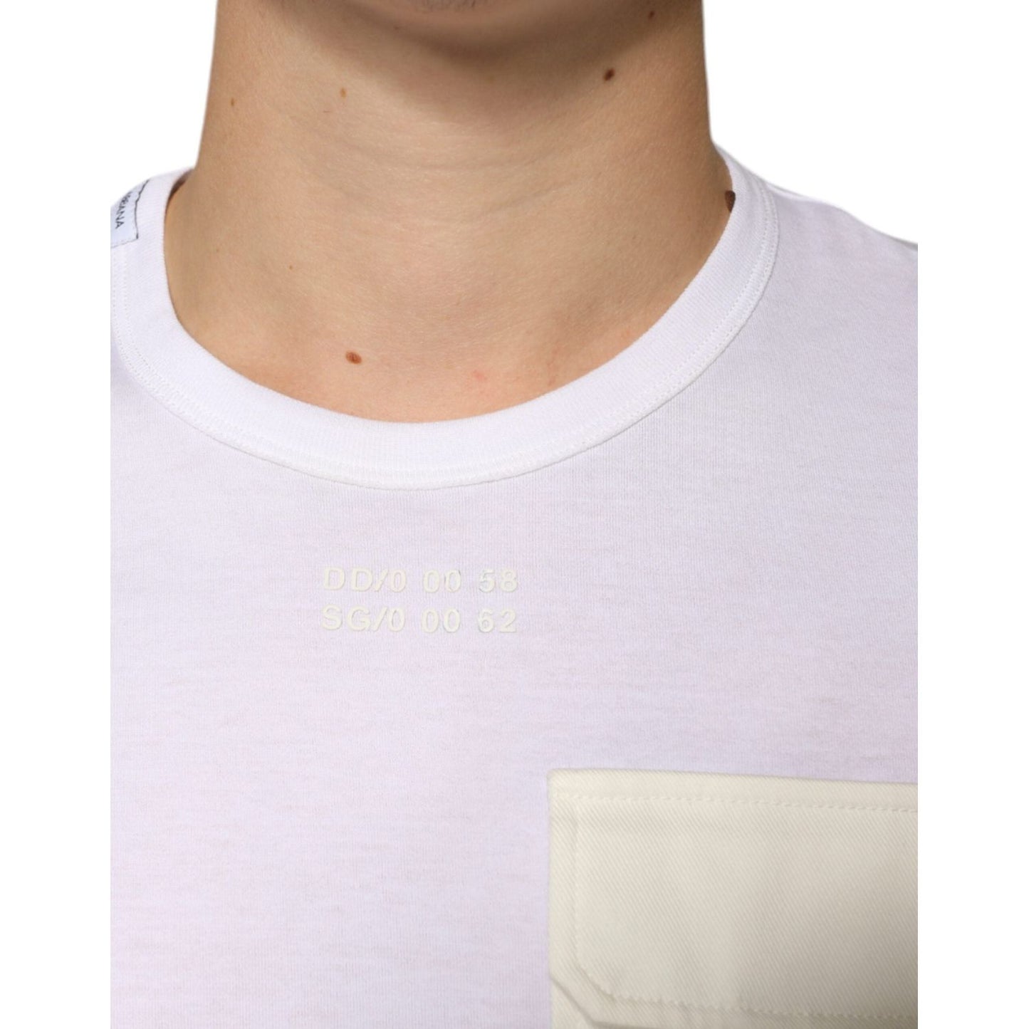 Dolce & Gabbana White Cotton Pocket Short Sleeves T-shirt TSH86668-48