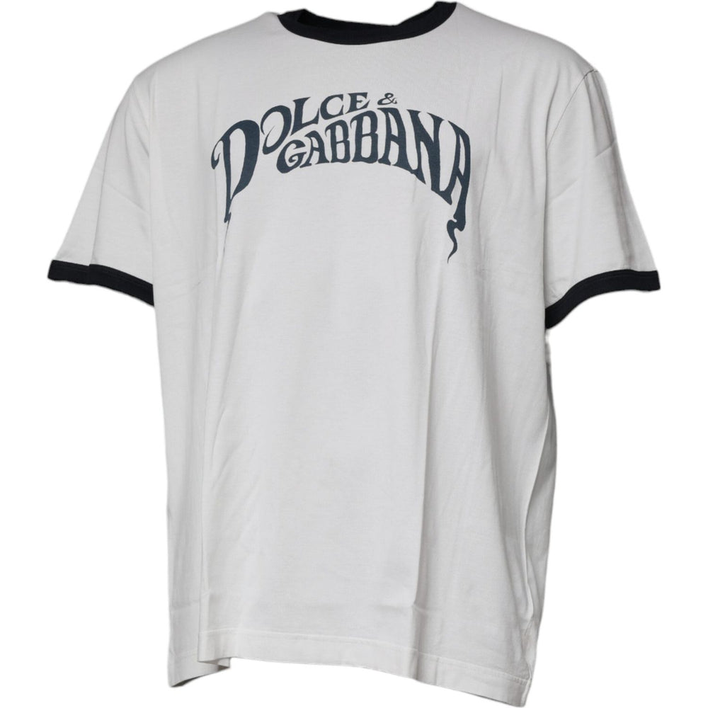 Dolce & Gabbana White Graphic Print Cotton Crew Neck T-shirt TSH87522-60