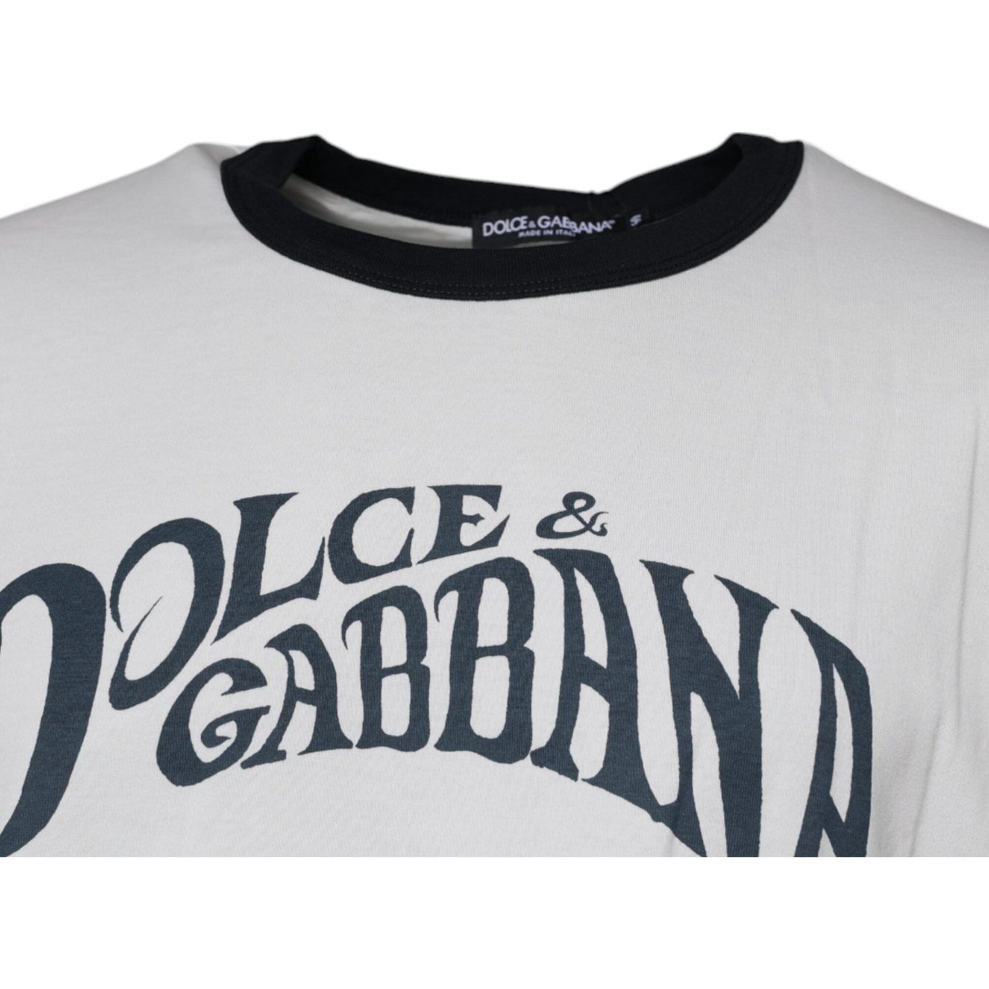 Dolce & Gabbana White Graphic Print Cotton Crew Neck T-shirt TSH87522-60