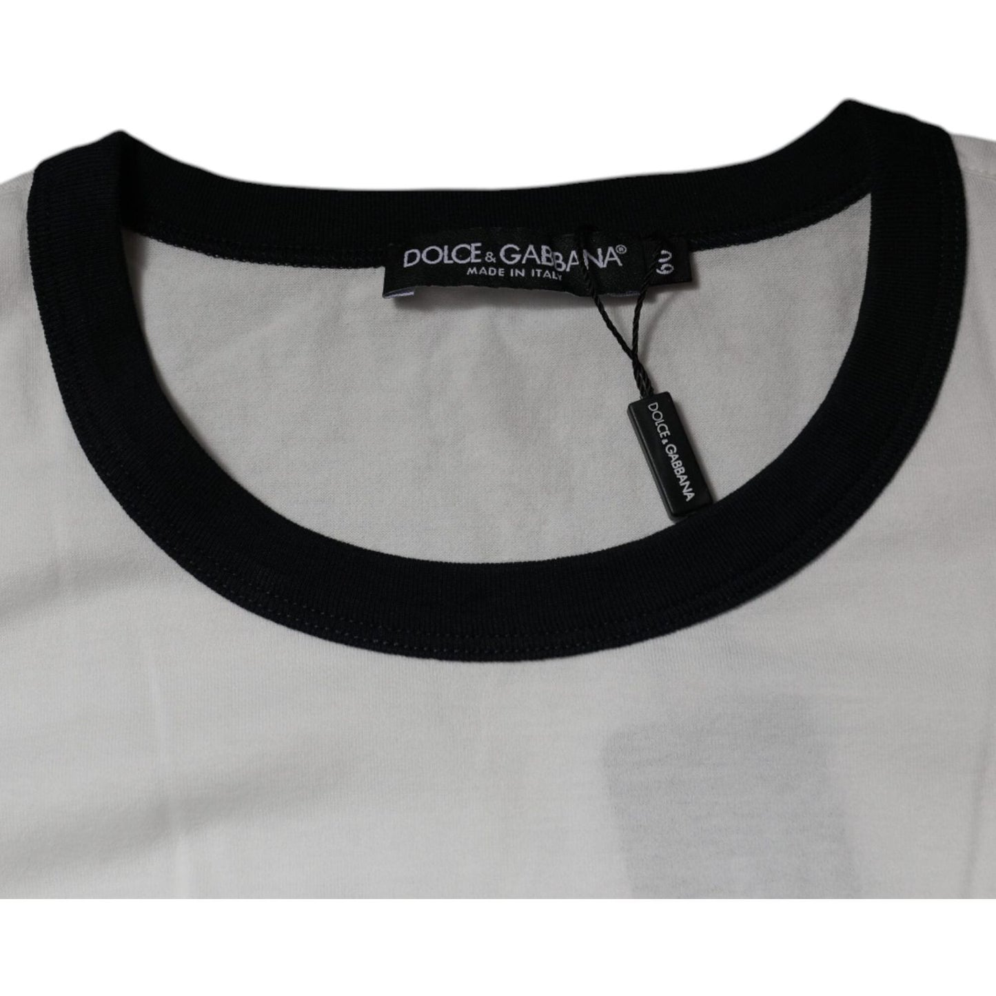 Dolce & Gabbana White Graphic Print Cotton Crew Neck T-shirt TSH87522-60