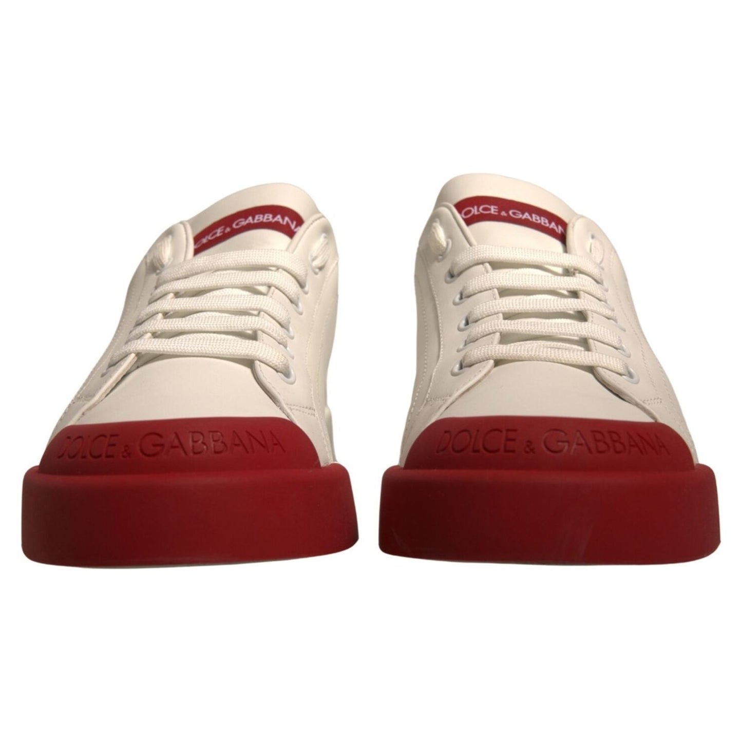 Dolce & Gabbana Dolce & Gabbana White Leather Logo Portofino Sneakers Shoes MV6886-42 1728,67345645728,Dolce & Gabbana,EU 42 | US 9,Material: 100% Calf Leather,Men,Men - Shoes,New with tags,Shoes,Sneakers - Men - Shoes,White and Red