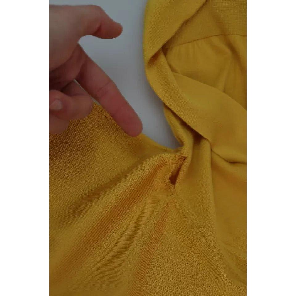 Dolce & Gabbana Dolce & Gabbana Yellow Silk Knit Pullover Ascot Collar Top TSH5713-38 1728,67345645728,Dolce & Gabbana,IT38 | XS,Material: 100% Silk,Preowned / Defect,Tops & T-Shirts - Women - Clothing,Women,Yellow