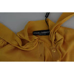 Dolce & Gabbana Dolce & Gabbana Yellow Silk Knit Pullover Ascot Collar Top TSH5713-38 1728,67345645728,Dolce & Gabbana,IT38 | XS,Material: 100% Silk,Preowned / Defect,Tops & T-Shirts - Women - Clothing,Women,Yellow