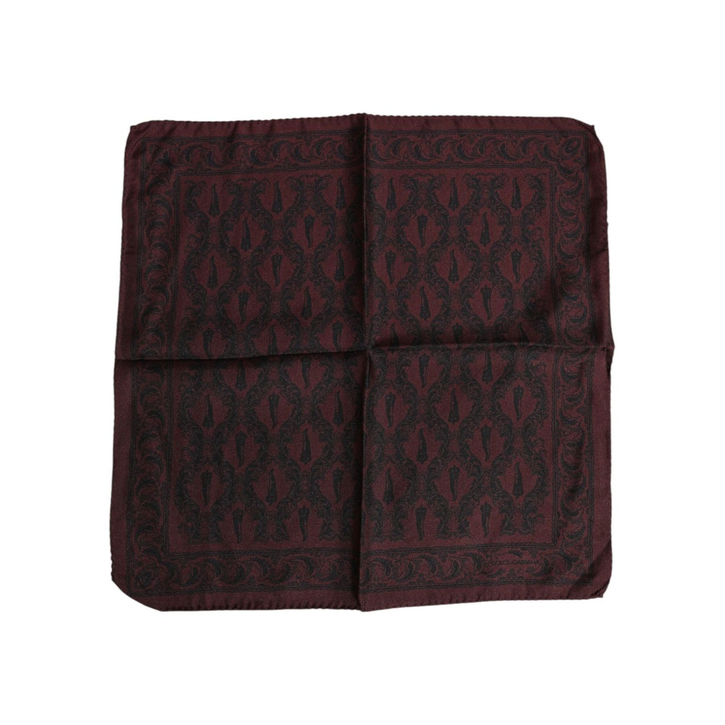 Dolce & Gabbana Maroon Black Printed Square Men Foulard Scarf MS7248