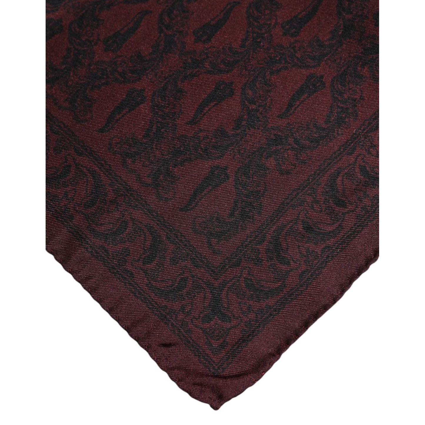 Dolce & Gabbana Maroon Black Printed Square Men Foulard Scarf MS7248
