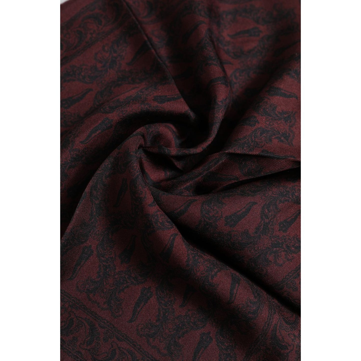 Dolce & Gabbana Maroon Black Printed Square Men Foulard Scarf MS7248