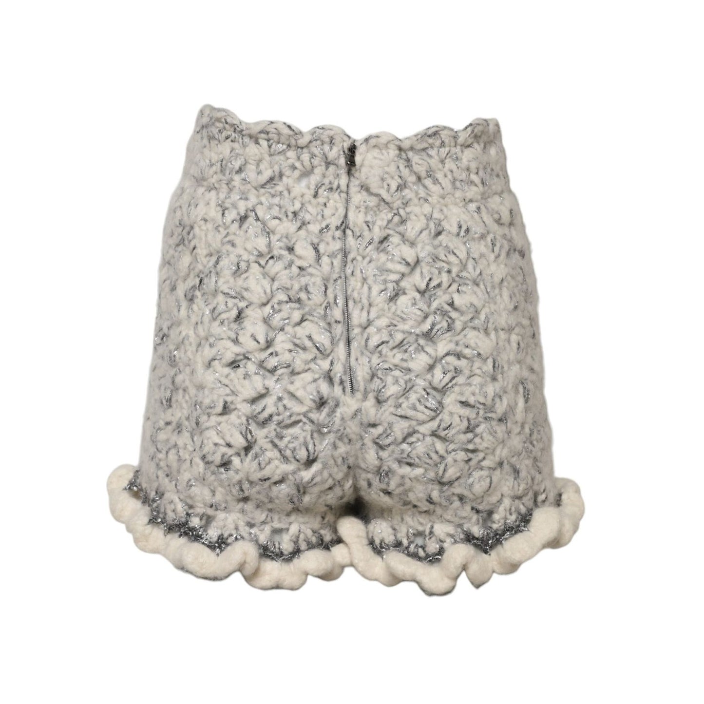 Dolce & Gabbana Metallic Bouclé Knit Cashmere Ruffled Shorts SKI2066-38