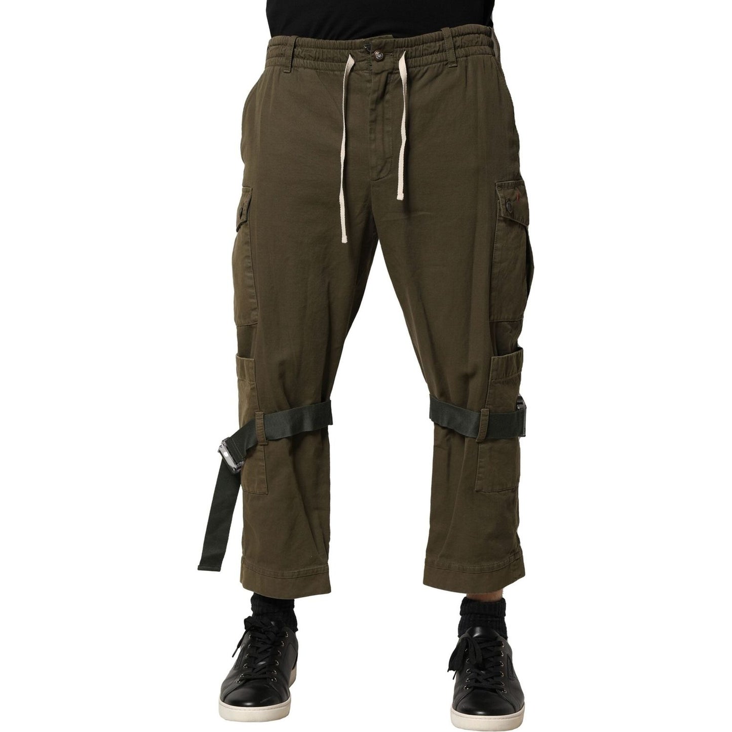 Dolce & GabbanaDolce & Gabbana Brown Cotton Cargo Drawstring Pants1728,67345645728,Brown,Dolce & Gabbana,IT48 | M,Jeans & Pants - Men - Clothing,Material: 99% Cotton 1% Elastane,Men,New with tags